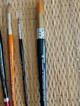 Set de 6 Pinceles de Artista  1 Bote color al oleo