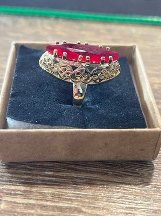 Anillo XP Oro 14K Talla 8 con Cristal Rojo