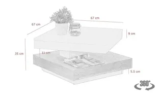 Mesa Centro Blanca Giratoria 67x67x35cm