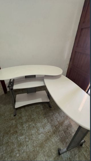 Escritorio Plegable Blanco y Gris