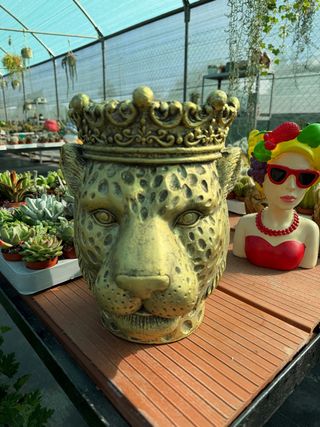 Maceta Leopardo con Corona Dorada