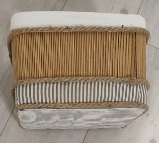 Cesta/Caja artesanal bambú y tela