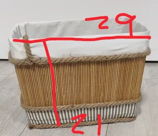 Cesta/Caja artesanal bambú y tela