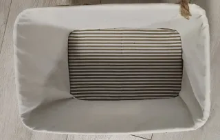 Cesta/Caja artesanal bambú y tela