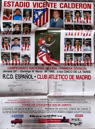 Cartel Liga 1986 RCD Español - At. Madrid