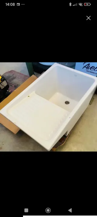 Lavadero de porcelana blanco