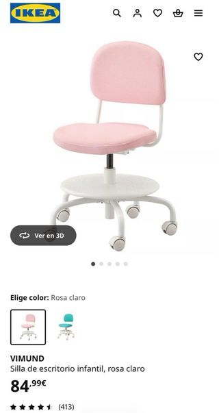 IKEA VIMUND Silla de escritorio infantil rosa