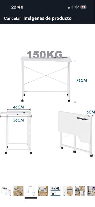 Mesa escritorio plegable blanca