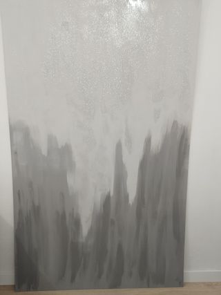 Cuadro abstracto gris y blanco