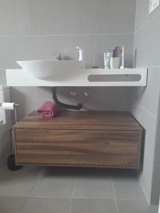 Mueble de baño cajonera madera nogal