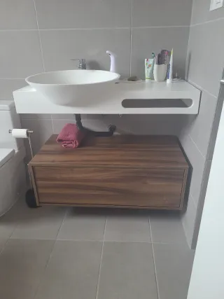 Mueble de baño cajonera madera nogal