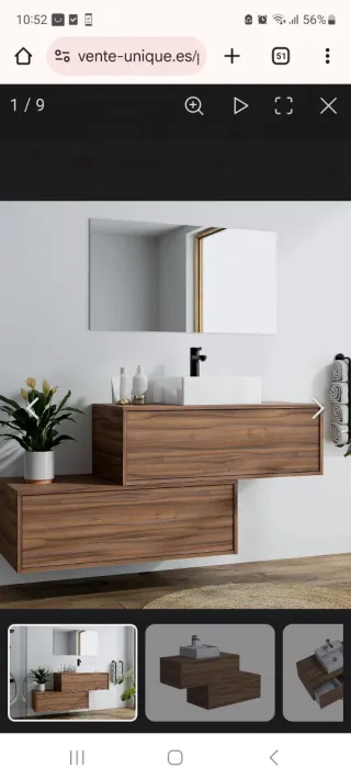 Mueble de baño cajonera madera nogal, en caja 110