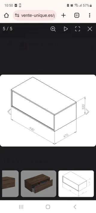 Mueble de baño cajonera madera nogal, en caja 110