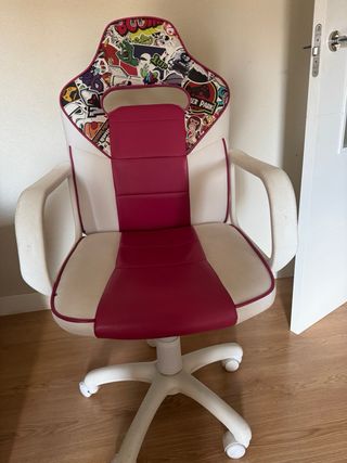 Silla Gaming Blanco y Rosa
