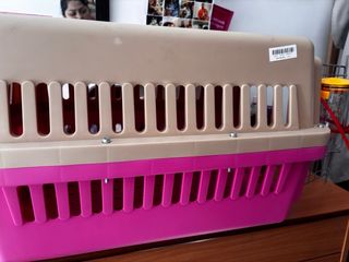 Transportín gato/perro ,beige y rosa