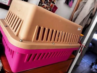 Transportín gato/perro ,beige y rosa
