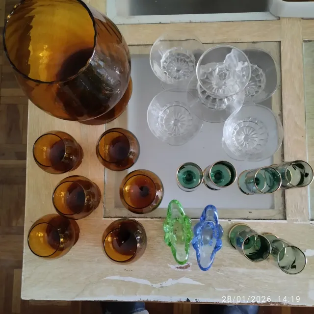 Lote copas y cenicero cristal