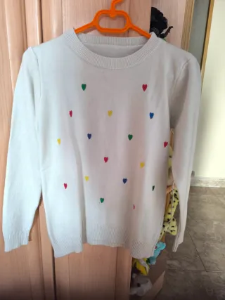 Jersey mujer crema corazones multicolor 42