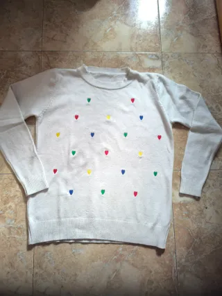 Jersey mujer crema corazones multicolor 42