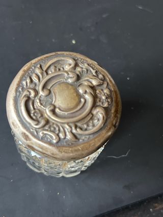 Tarrito antiguo cristal y plata S.XIX