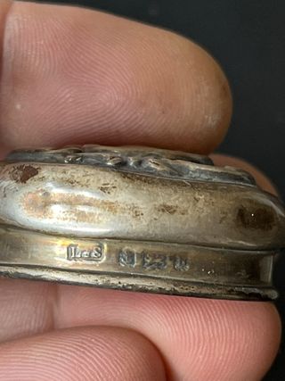 Tarrito antiguo cristal y plata S.XIX