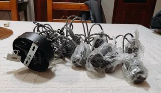 Lampadario 7 bracci nero e binco