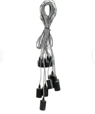 Lampadario 7 bracci nero e binco