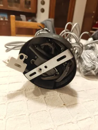 Lampadario 7 bracci nero e binco