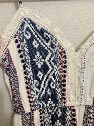 Vestido largo estampado blanco y azul