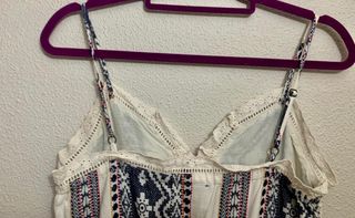 Vestido largo estampado blanco y azul