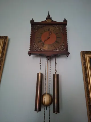 Reloj de Pared Antiguo Madera y Metal