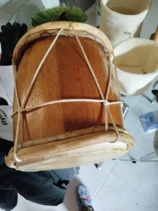 Tambor artesano piel y bambú africano