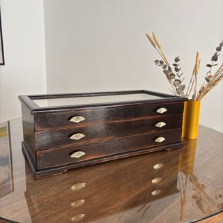 Mueble expositor colecciones cristal y madera