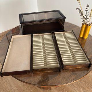 Mueble expositor colecciones cristal y madera