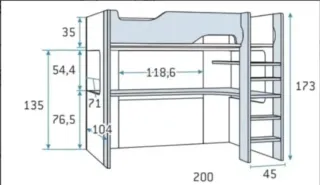 CAMA ALTA CON ESCRITORIO FRM.