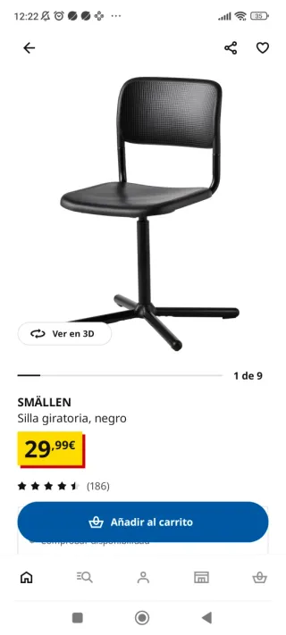 Silla giratoria Ikea y lámpara escritorio