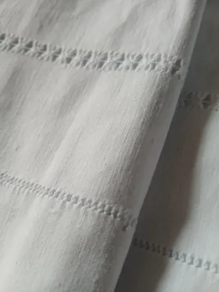 Sábana antigua algodón vainicas bordadas