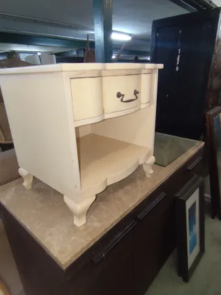 Mesita de noche vintage madera y cristal