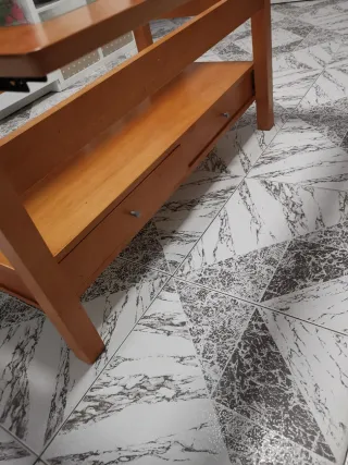 Mesa de centro cristal y madera