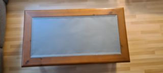 Mesa de centro madera y cristal . Original . Única