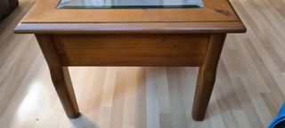 Mesa de centro madera y cristal . Original . Única