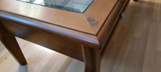 Mesa de centro madera y cristal . Original . Única