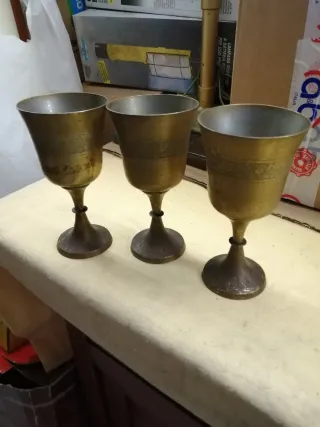 Set 3 Calici Bicchieri Ottone