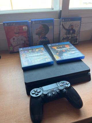 PS4 (PlayStation 4) Negra + Mando + Juegos