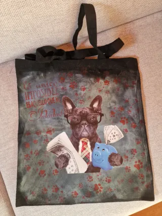 Bolso Tote Decorado a Mano Perro