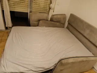 Sofá Cama Beige/Gris Tela