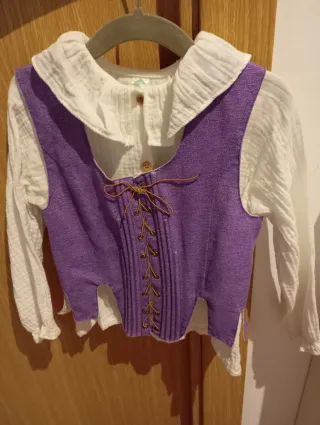 Corsé/Corpiño Fallera Niña Morado Blusa blanca