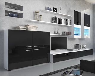 Aparador moderno con chimenea