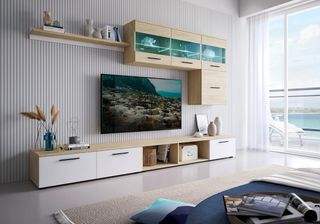 Aparador moderno con chimenea