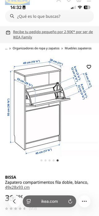 Zapatero BISSA blanco Ikea
